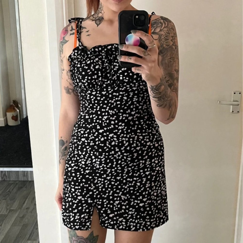 Shein black ditsy dress size small